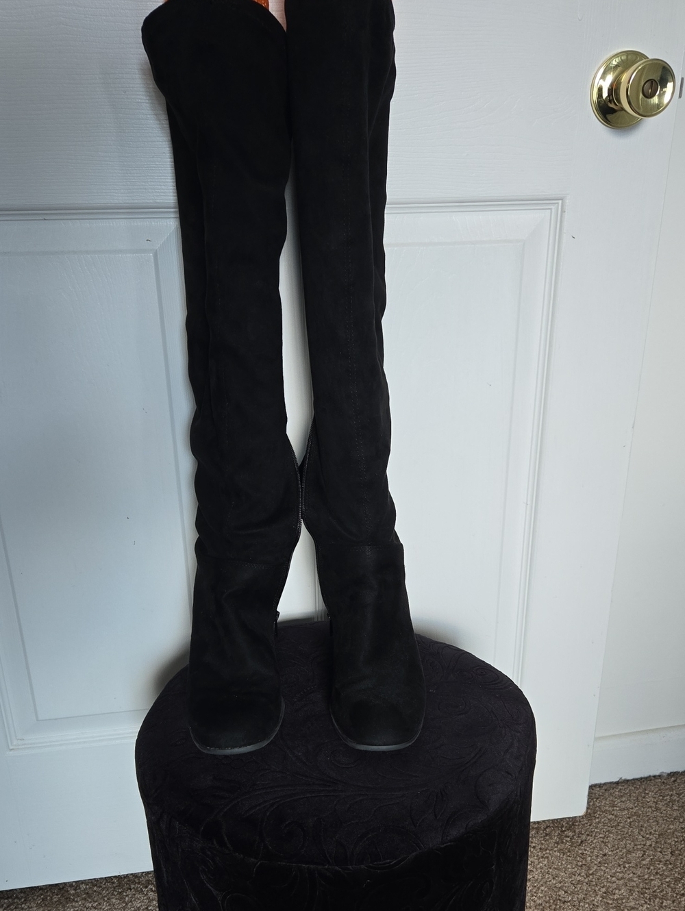 Christian Siriano For Payless Black Over-The-Knee Suede Boots Wide CALF